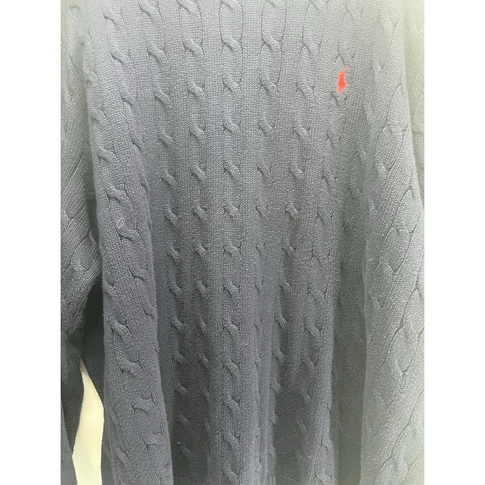 Polo Ralph Lauren Men's 5X Navy Cable‎ Knit Sweater Pony Logo